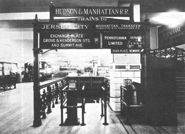 Historic Hudson and Manhattan Railroad terminal serving Lower Manhattan before the World Trade Center era