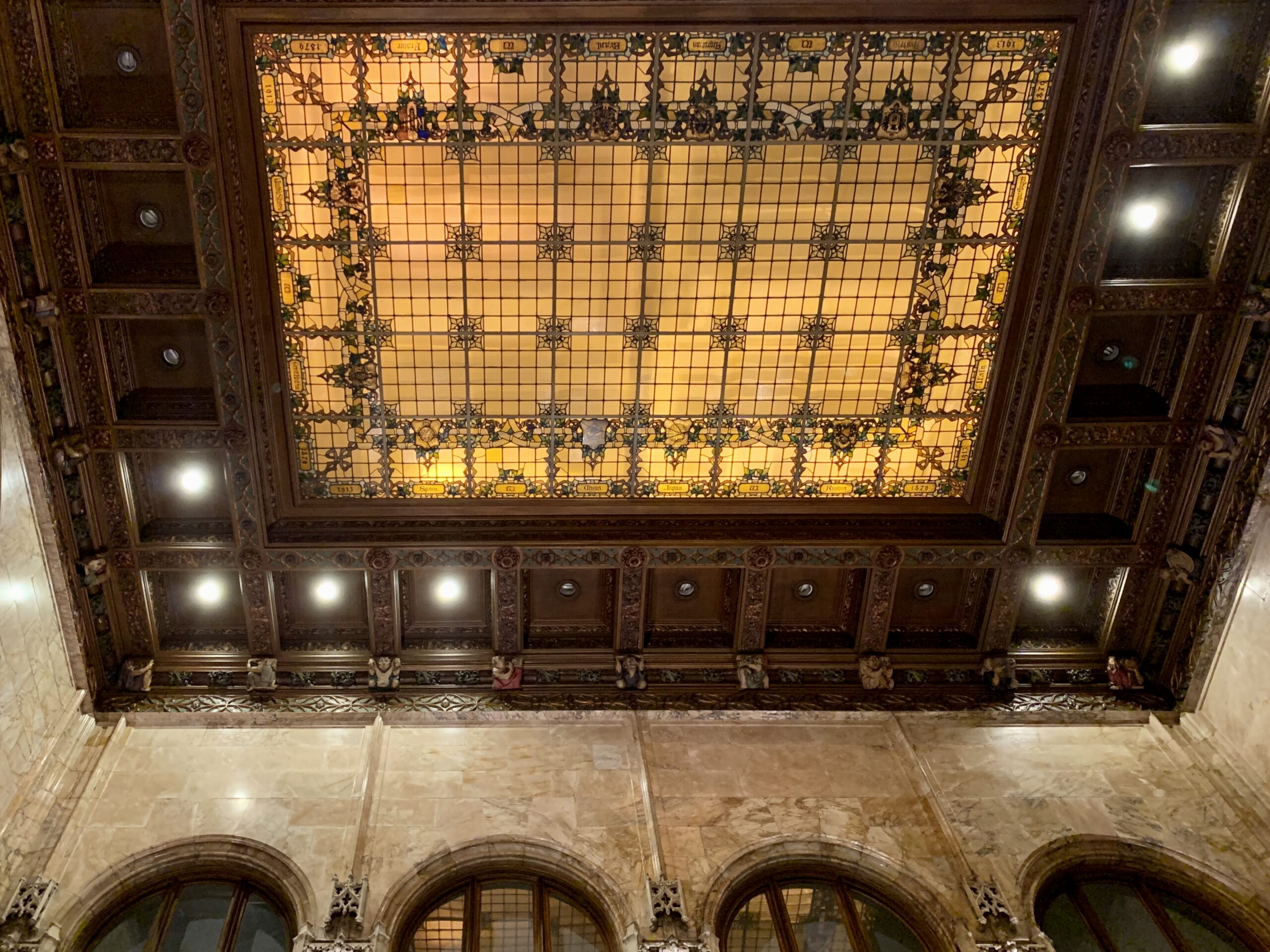 Ornate marble lobby inside New York City's Woolworth Building
