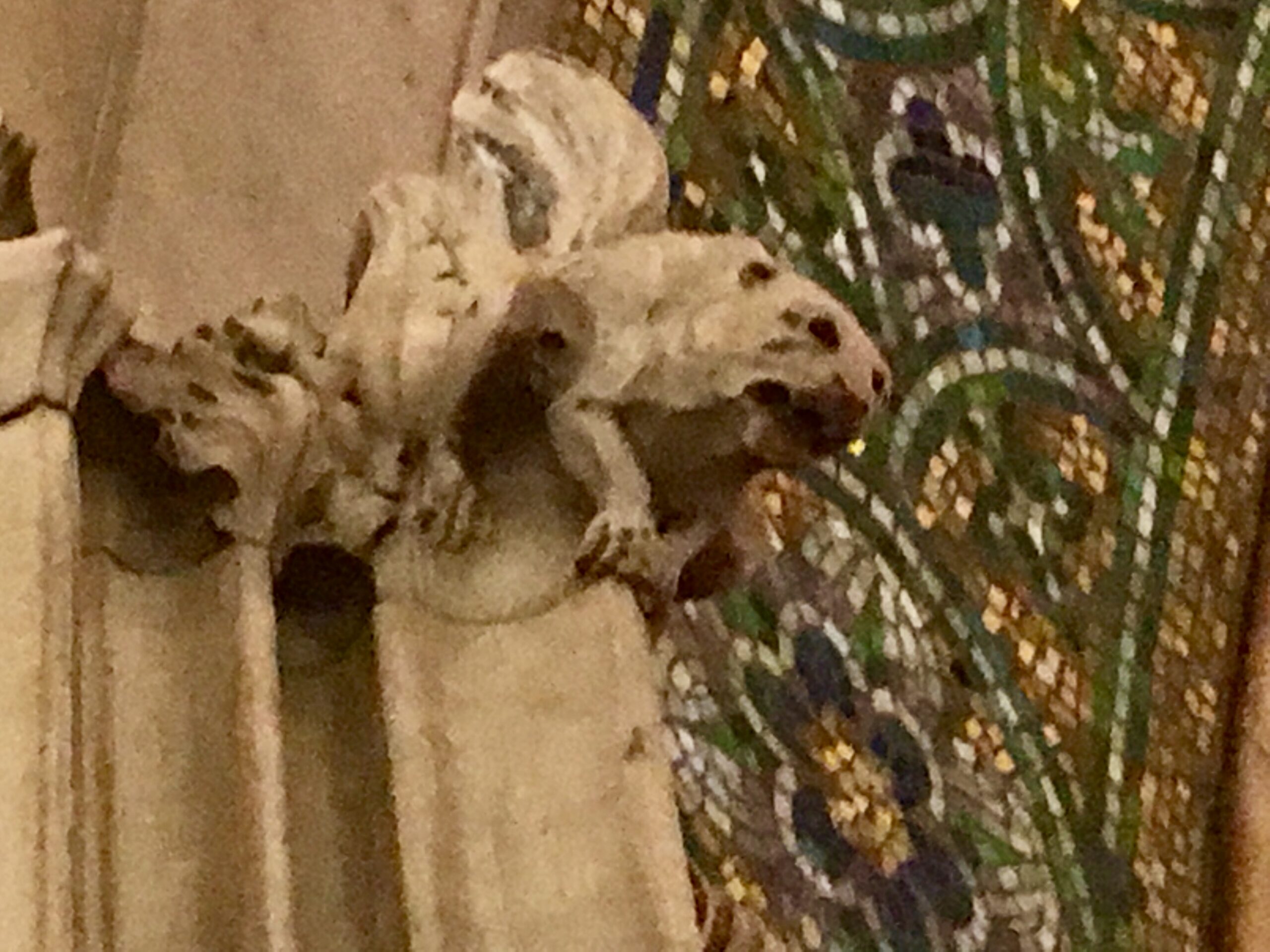 Decorative carvings and architectural details inside the Woolworth Building